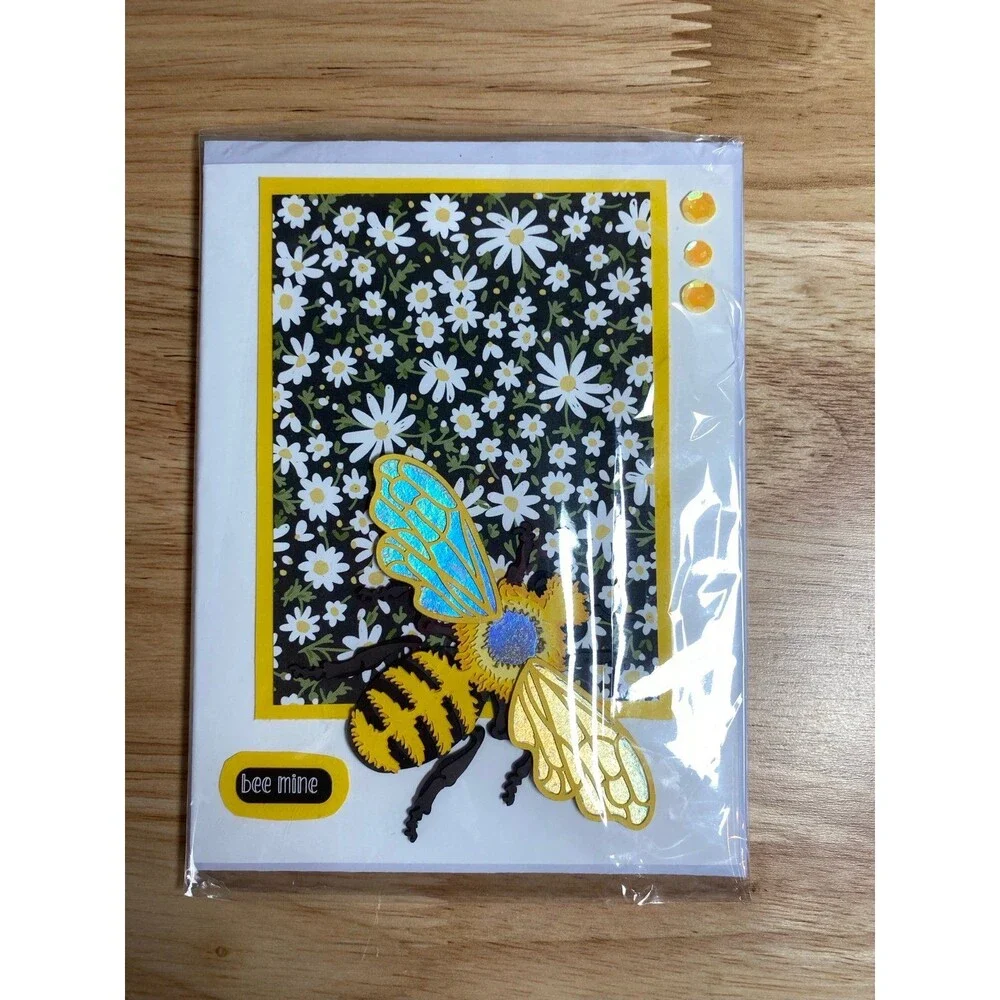 Bee & Flowers Greeting Card - Handmade A2 Card – All Occasion Blank Card